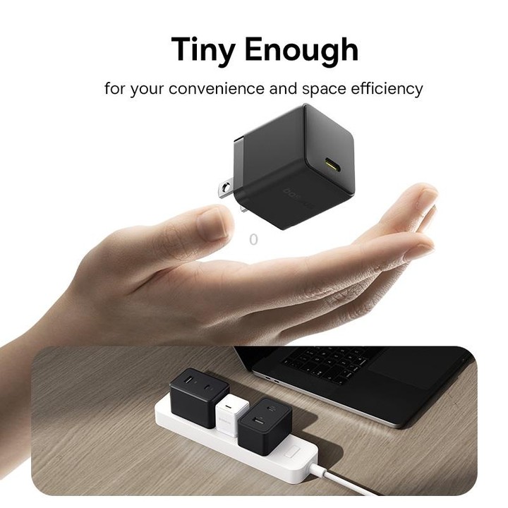 Baseus 1C 20W Type-C Palm Fast Charger, Plug:US Plug(Black)