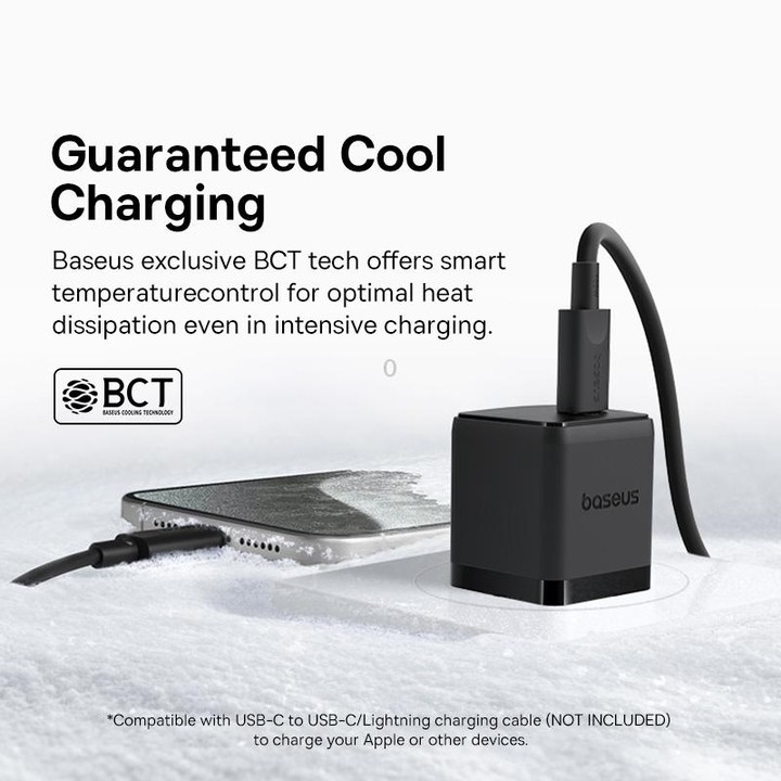 Baseus 1C 20W Type-C Palm Fast Charger, Plug:US Plug(Black)