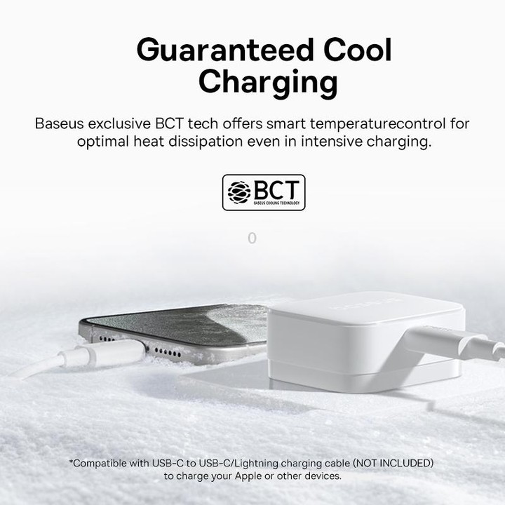Baseus 1C 20W Type-C Palm Fast Charger, Plug:UK Plug(White)