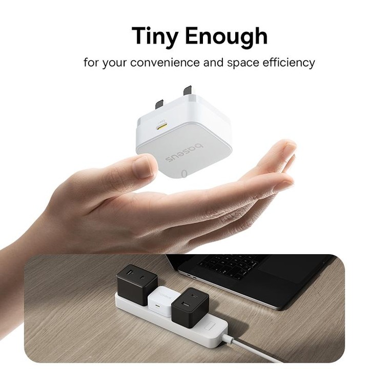 Baseus 1C 20W Type-C Palm Fast Charger, Plug:UK Plug(White)