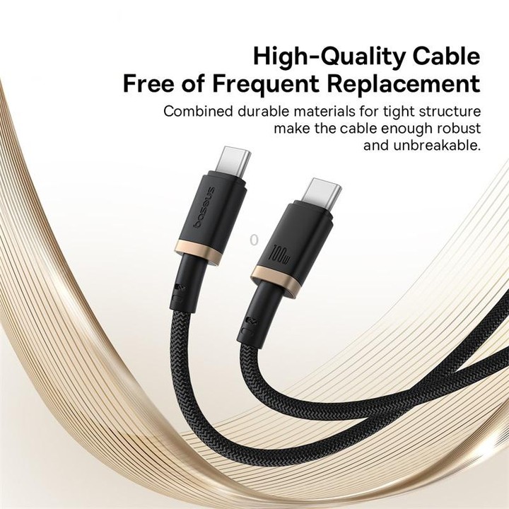 Baseus Dura Series USB-C / Type-C to USB-C / Type-C 100W Fast Charging Cable, Length:1m(Gold Black)