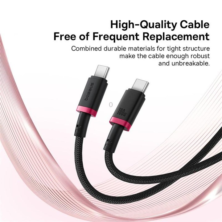 Baseus Dura Series USB-C / Type-C to USB-C / Type-C 100W Fast Charging Cable, Length:2m(Red Black)