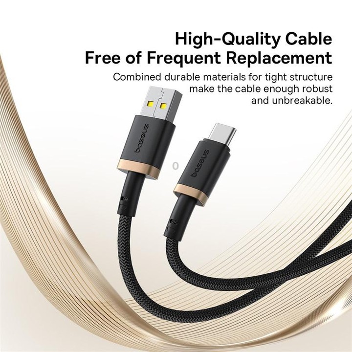 Baseus Dura Series USB to USB-C / Type-C 60W Fast Charging Cable, Length:1m(Gold Black)