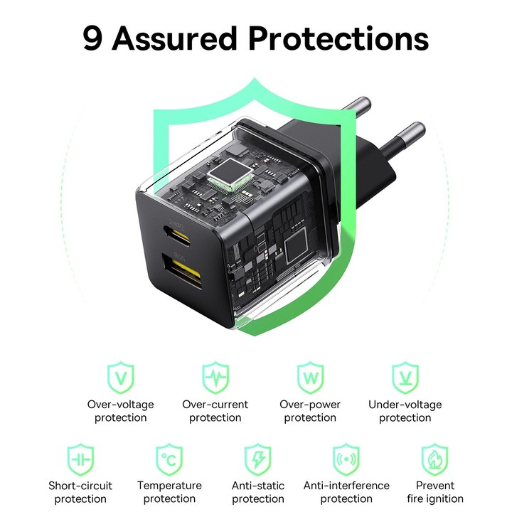Baseus PD30W USB, USB-C / Type-C Fast Charger, Plug Type:EU Plug(Black)