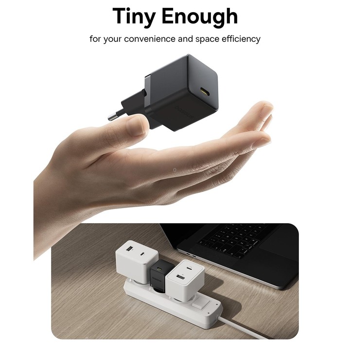 Baseus PD30W USB-C / Type-C Fast Charger, Plug Type:EU Plug(Black)