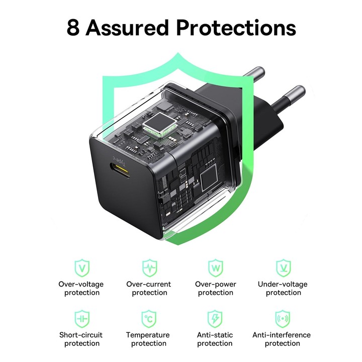 Baseus PD30W USB-C / Type-C Fast Charger, Plug Type:EU Plug(Black)