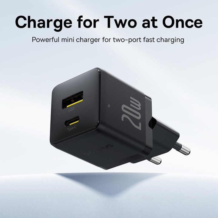 Baseus PD20W USB, USB-C / Type-C Fast Charger, Plug Type:EU Plug(Black)