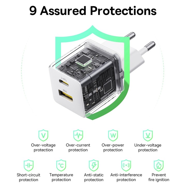 Baseus PD20W USB, USB-C / Type-C Fast Charger, Plug Type:EU Plug(White)