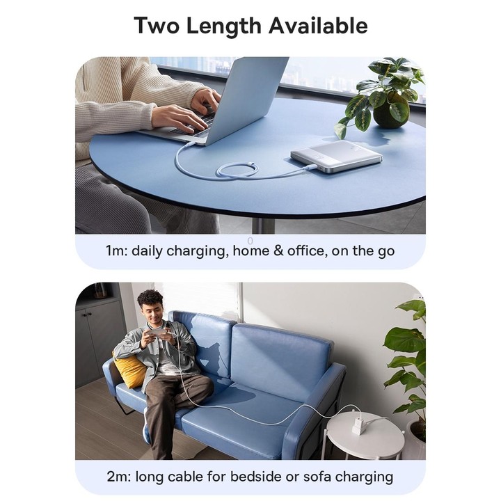 Baseus Silky Series 2m 100W USB-C / Type-C to Type-C Fast Charging Cable(White)