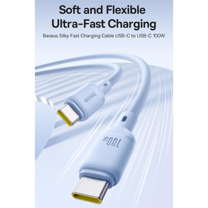 Baseus Silky Series 2m 100W USB-C / Type-C to Type-C Fast Charging Cable(White)