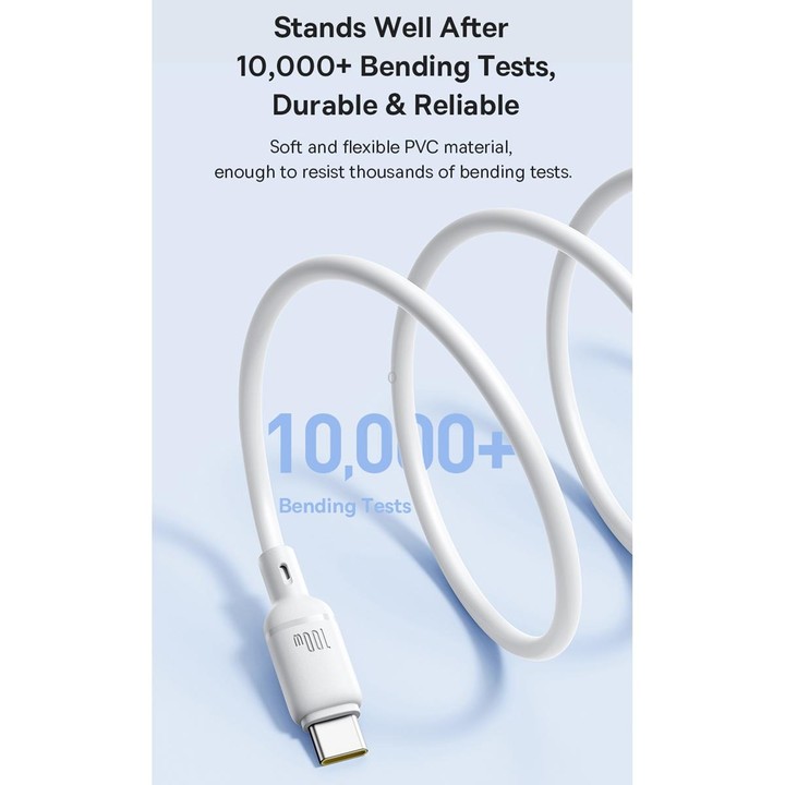 Baseus Silky Series 2m 100W USB-C / Type-C to Type-C Fast Charging Cable(White)