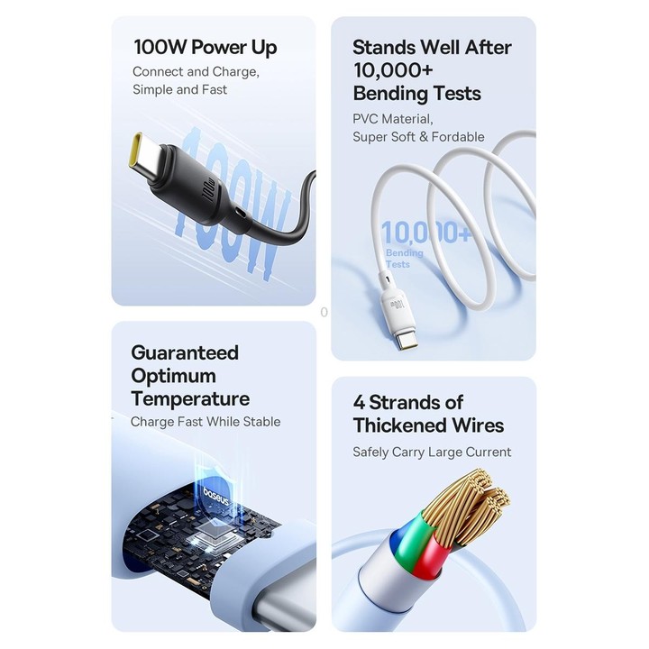 Baseus Silky Series 1m 100W USB to USB-C / Type-C Fast Charging Cable(Black)