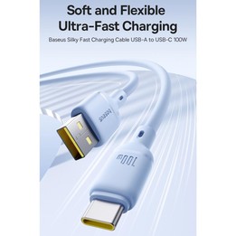 Baseus Silky Series 1m 100W USB to USB-C / Type-C Fast Charging Cable(Black)