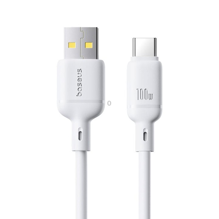 Baseus Silky Series 1m 100W USB to USB-C / Type-C Fast Charging Cable(White)