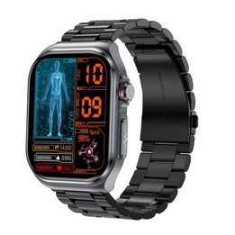 ET585 2.04 inch Steel Strap IP68 Waterproof Smart Watch, Support ECG / Blood Composition Measurement(Black)