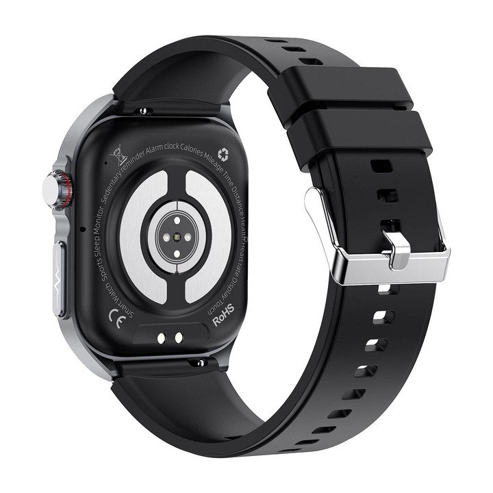ET585 2.04 inch Silicone Strap IP68 Waterproof Smart Watch, Support ECG / Blood Composition Measurement(Black)