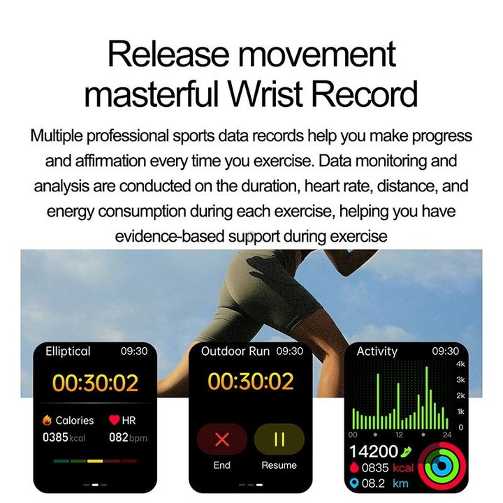 ET585 2.04 inch Silicone Strap IP68 Waterproof Smart Watch, Support ECG / Blood Composition Measurement(Black)