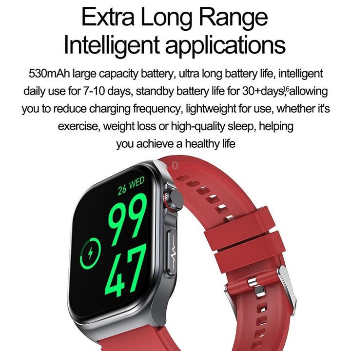 ET585 2.04 inch Silicone Strap IP68 Waterproof Smart Watch, Support ECG / Blood Composition Measurement(Black)