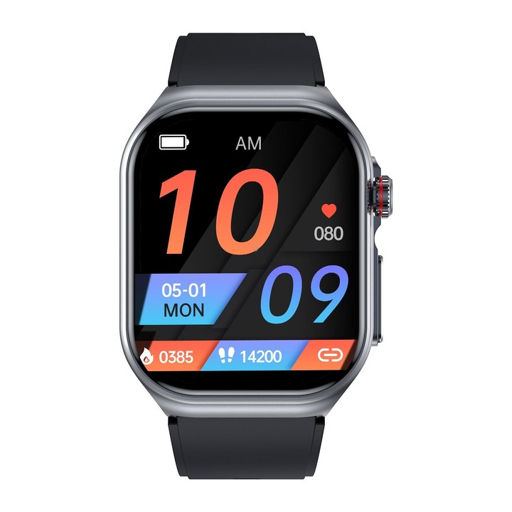 ET585 2.04 inch Silicone Strap IP68 Waterproof Smart Watch, Support ECG / Blood Composition Measurement(Black)