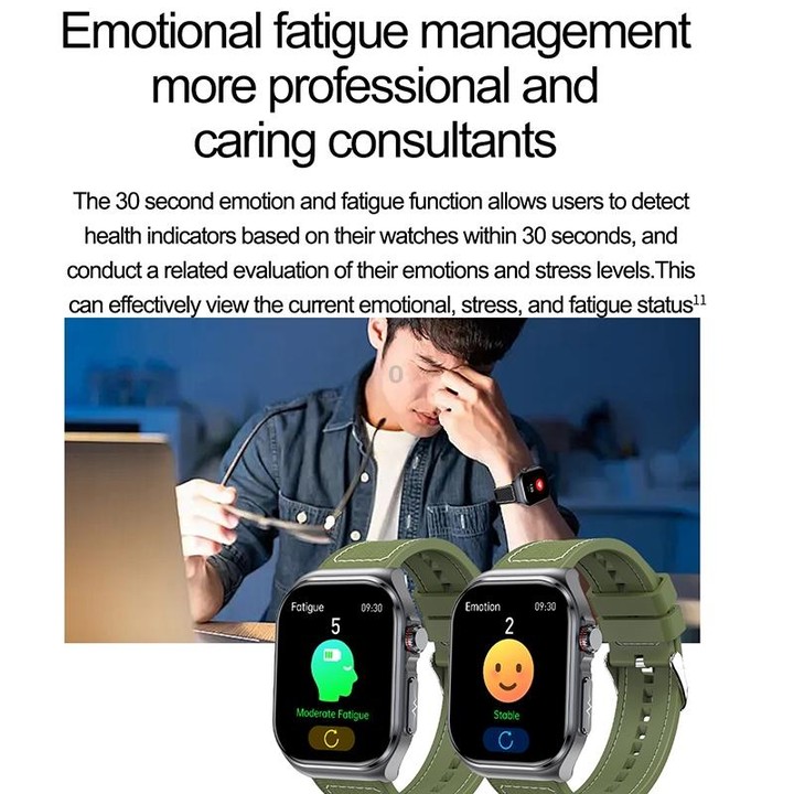 ET585 2.04 inch Silicone Strap IP68 Waterproof Smart Watch, Support ECG / Blood Composition Measurement(Black)