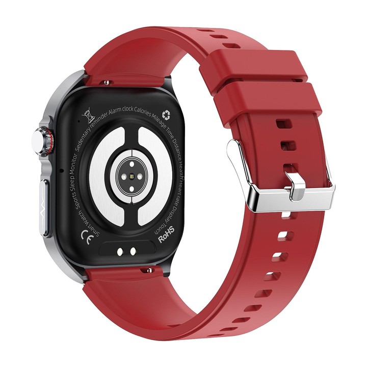 ET585 2.04 inch Silicone Strap IP68 Waterproof Smart Watch, Support ECG / Blood Composition Measurement(Red)