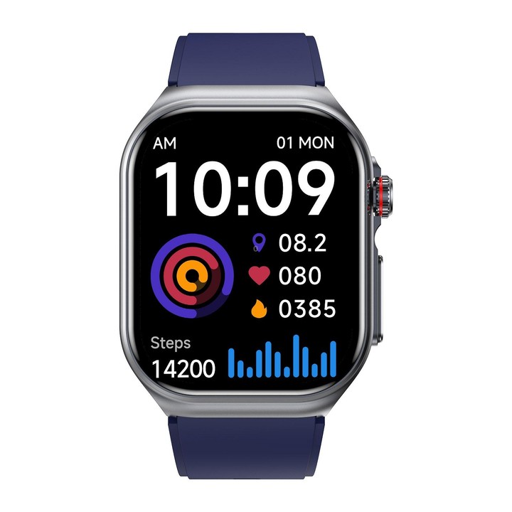 ET585 2.04 inch Silicone Strap IP68 Waterproof Smart Watch, Support ECG / Blood Composition Measurement(Blue)