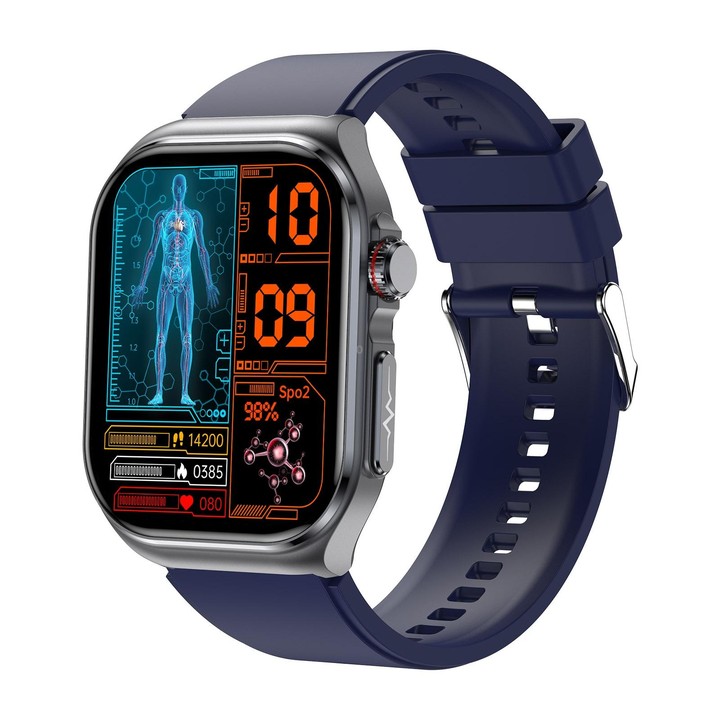 ET585 2.04 inch Silicone Strap IP68 Waterproof Smart Watch, Support ECG / Blood Composition Measurement(Blue)