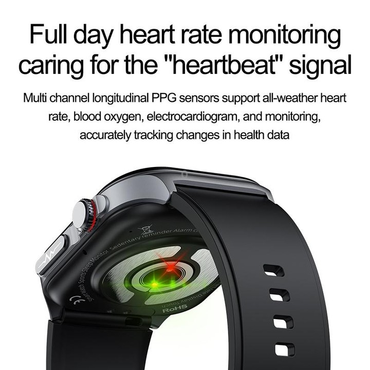 ET585 2.04 inch Silicone Strap IP68 Waterproof Smart Watch, Support ECG / Blood Composition Measurement(Blue)