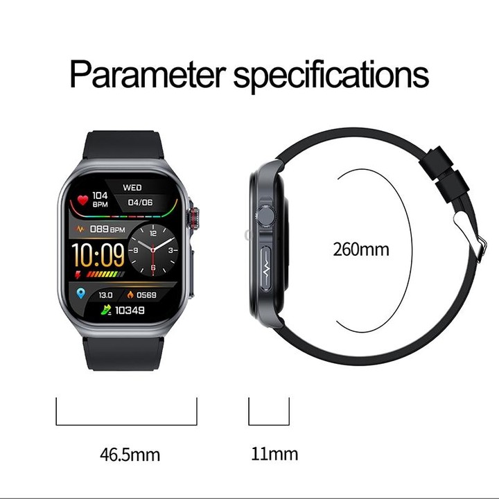 ET585 2.04 inch Silicone Strap IP68 Waterproof Smart Watch, Support ECG / Blood Composition Measurement(Blue)