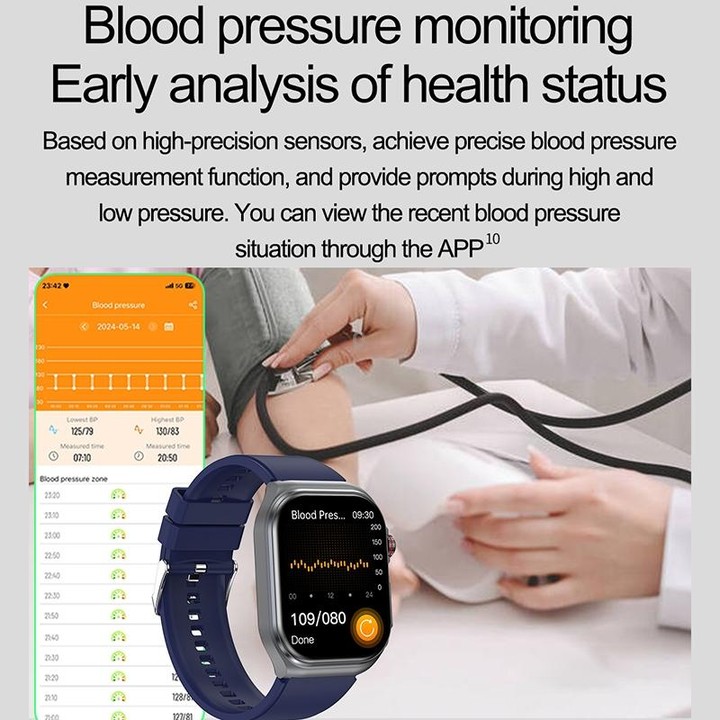 ET585 2.04 inch Nylon Strap IP68 Waterproof Smart Watch, Support ECG / Blood Composition Measurement(Black)