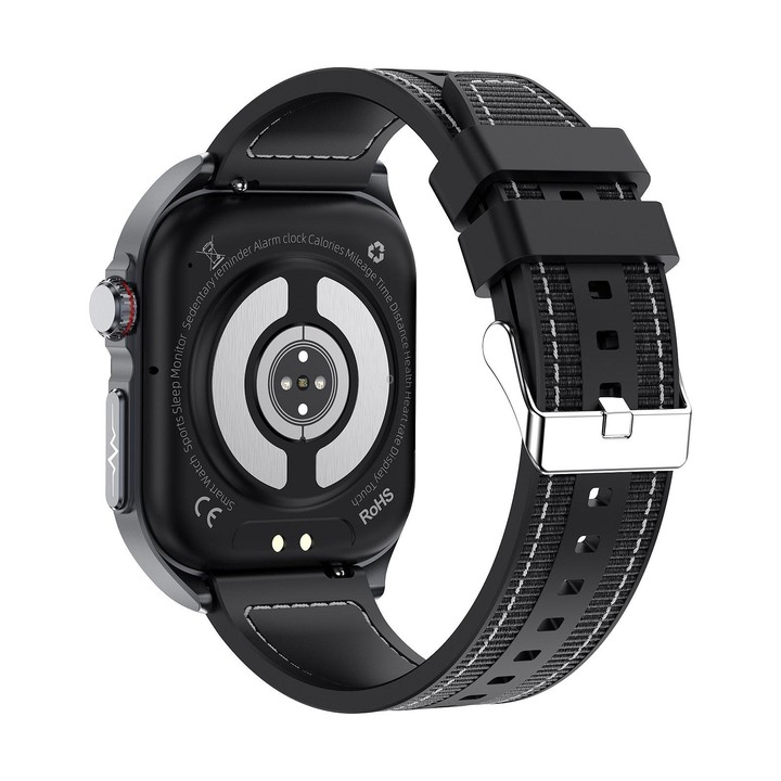 ET585 2.04 inch Nylon Strap IP68 Waterproof Smart Watch, Support ECG / Blood Composition Measurement(Black)