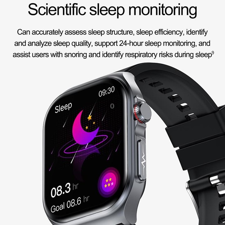 ET585 2.04 inch Nylon Strap IP68 Waterproof Smart Watch, Support ECG / Blood Composition Measurement(Black)