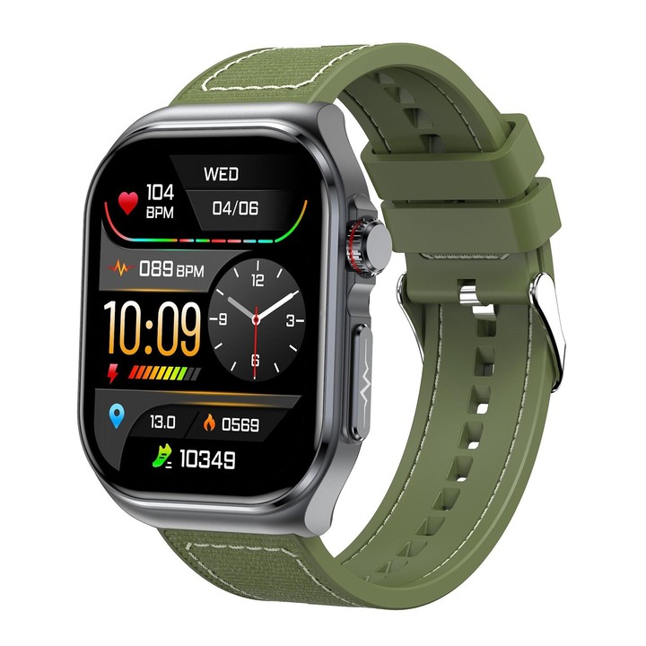 ET585 2.04 inch Nylon Strap IP68 Waterproof Smart Watch, Support ECG / Blood Composition Measurement(Green)