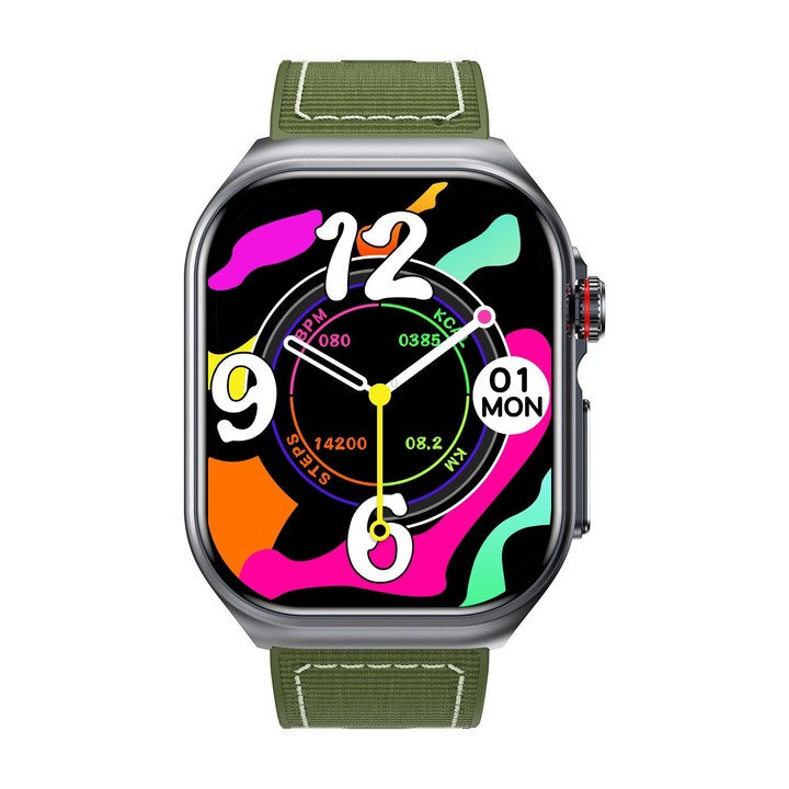 ET585 2.04 inch Nylon Strap IP68 Waterproof Smart Watch, Support ECG / Blood Composition Measurement(Green)