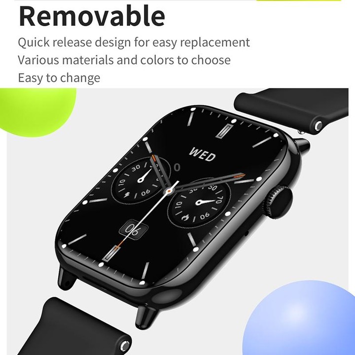 HD15 1.75 inch Silicone Strap IP68 Waterproof Smart Watch, Support Sedentary Reminder / Sleep Monitoring(Black)