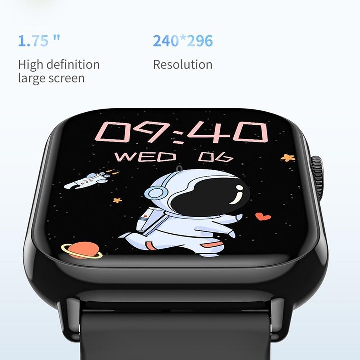 HD15 1.75 inch Silicone Strap IP68 Waterproof Smart Watch, Support Sedentary Reminder / Sleep Monitoring(Black)
