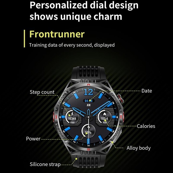 HT28 1.85 inch Silicone Strap IP68 Waterproof Smart Watch, Support Sleep Monitoring(Black)