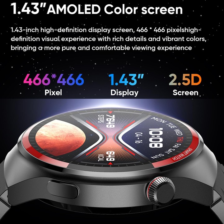MT78 1.43 inch IP67 Waterproof Smart Watch, Support Sleep Monitoring(Black)