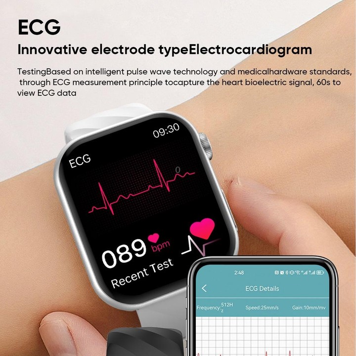 MT500 1.97 inch IP67 Waterproof Smart Watch, Support Electrocardiogram / Temperature Measurement(Black)