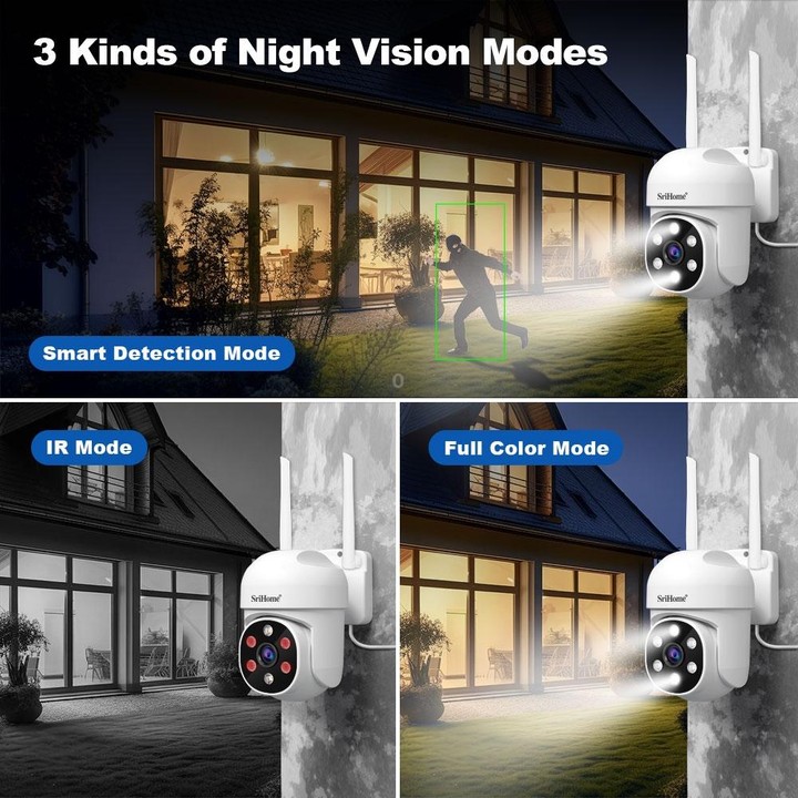 SriHome SH061 2MP 2.4G WiFi AI Humanoid Tracking Infrared Night Vision Camera(US Plug)
