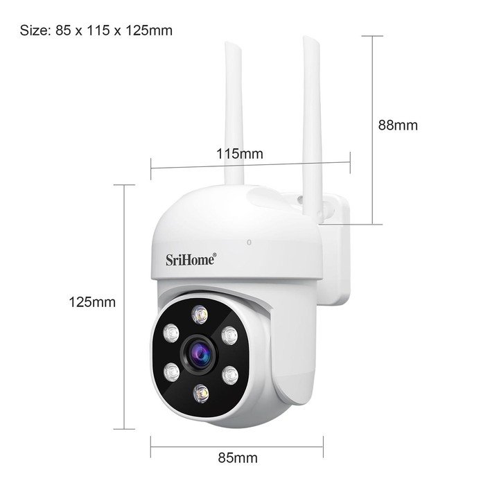 SriHome SH061 2MP 2.4G WiFi AI Humanoid Tracking Infrared Night Vision Camera(US Plug)