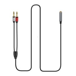 0.3m 6.35mm TRS Stereo Female to 2 x 6.35mm TS Male Mono Audio Adapter Cable(Black)