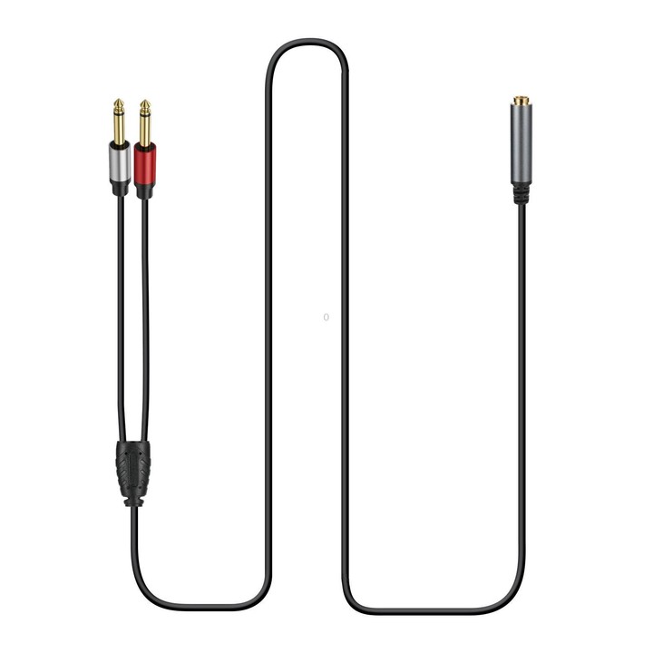 0.3m 6.35mm TRS Stereo Female to 2 x 6.35mm TS Male Mono Audio Adapter Cable(Black)