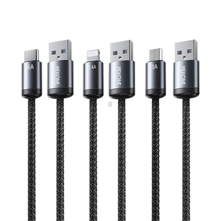 WK WDC-32a Raython Gen2 1m 6A USB to Type-C Fast Charging Data Cable(Black)