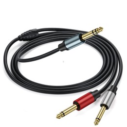 2m Gold Plated 6.35mm Male Dual Sound TRS Stereo to 2 x 6.35mm Male TS Mono Y Splitter Adapter Audio Cable(Black)