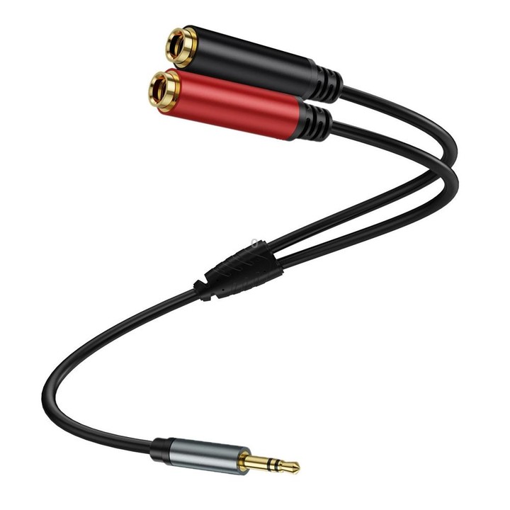 1m Gold Plated 3.5mm TRS Male to 2 x 6.35mm Female Laptop Y Splitter Adapter Audio Cable(Black)