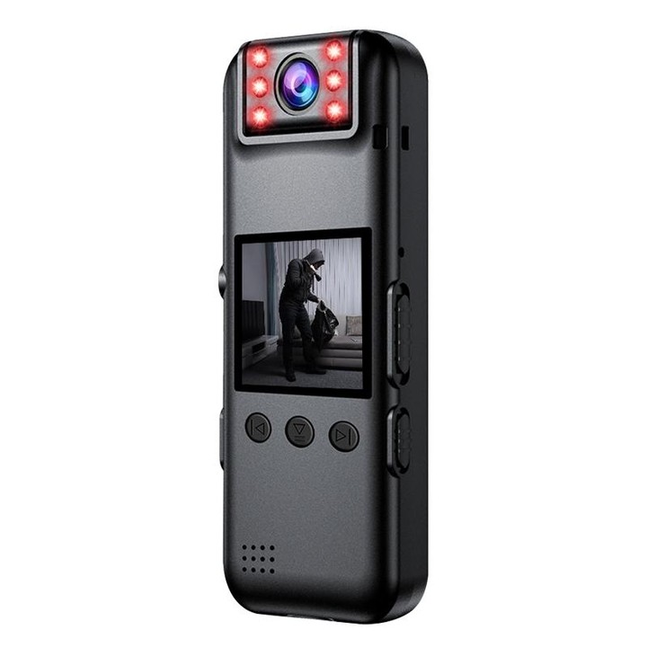 A82 IR Night Vision Rotating Lens 2K HD Video WiFi Recorder with Back Clip(Black)