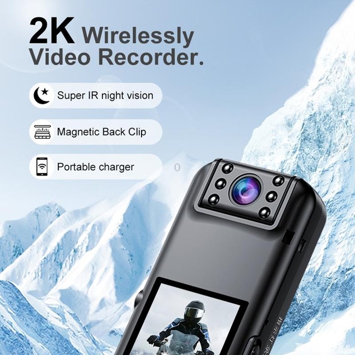 A82 IR Night Vision Rotating Lens 2K HD Video WiFi Recorder with Back Clip(Black)
