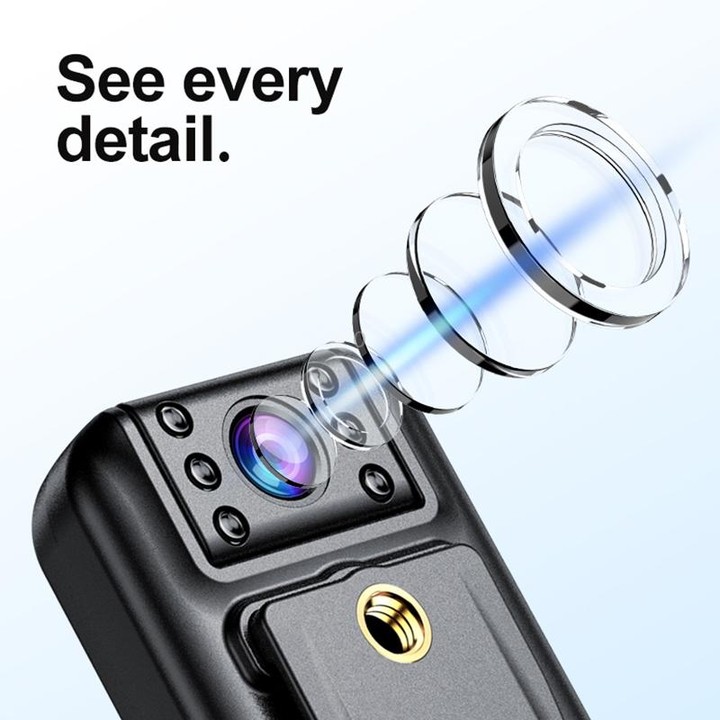 A82 IR Night Vision Rotating Lens 2K HD Video WiFi Recorder with Back Clip(Black)