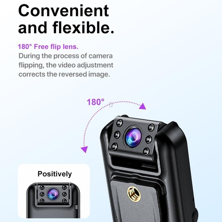 A82 IR Night Vision Rotating Lens 2K HD Video WiFi Recorder with Back Clip(Black)